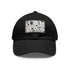 Monochrome baseball cap with repeating black and white design.