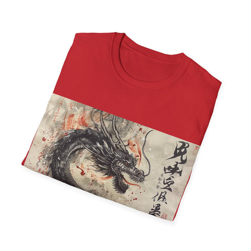 Dragon Fury Japanese TShirt in Charcoal with Mythological Dragon Art.