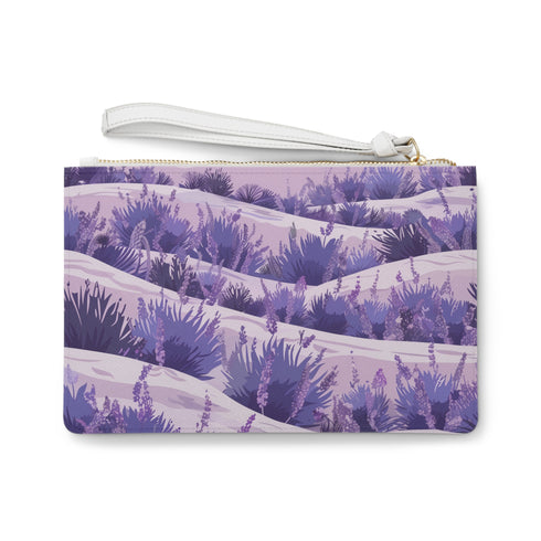 Lavender Fields floral clutch, elegant vegan accessory, made in the USA
