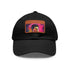 Neon colors watercolor baseball cap, white/light brown patch, eye-catching design.