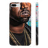 Striking glossy iPhone 7 Plus phone case with bold artistic design.