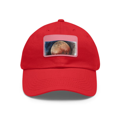 Mars Dreams watercolor baseball cap with light brown patch.
