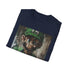 Charcoal cotton Luigi painting T-shirt with vibrant colorful crew neck design