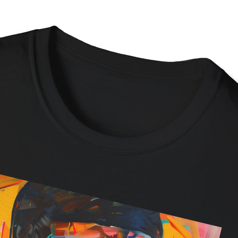 Dynamic charcoal cotton crew neck T-shirt with Usher portrait.