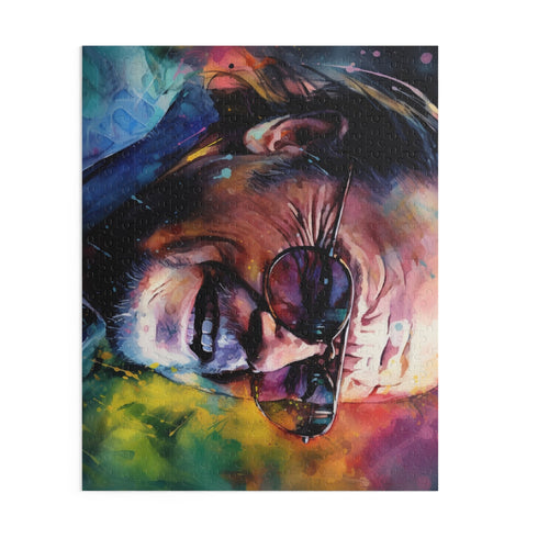 Colorful Jack Nicholson jigsaw puzzle, perfect for film buffs and enthusiasts.