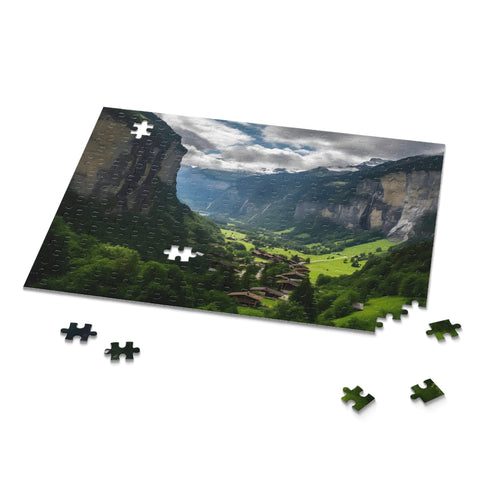 Lauterbrunnen Valley Cliff Jigsaw Puzzle - Breathtaking Switzerland Landscape Challenge
