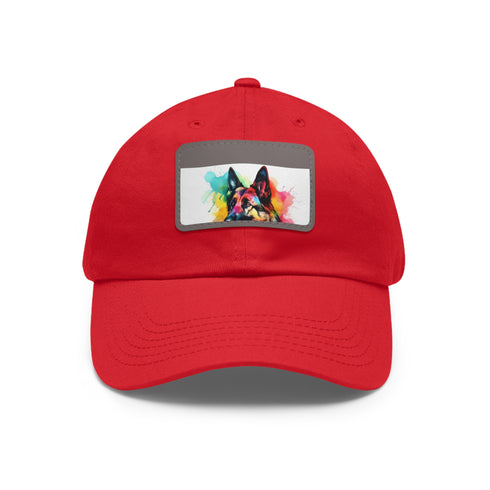 German Shephard Pup Cotton Unisex Hat with Light Brown Rectangle Patch