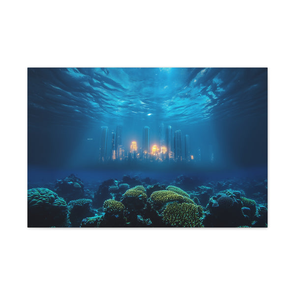 Sunken City Glowing Through Coral Reef (Edition II) ā Canvas Wall Art ā Living Room Wall Lifestyle View
