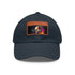Neon watercolor Steve Jobs baseball cap, white with light brown patch.