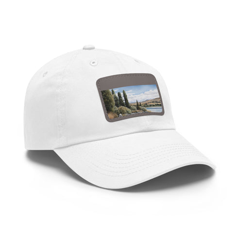 Kiwi Lake Adventure Baseball Cap in White with Light Brown Patch