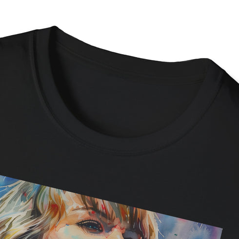 Black Taylor Swift concert T-shirt featuring watercolor masterpiece design.