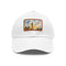 London skyline watercolor baseball cap with light brown patch.