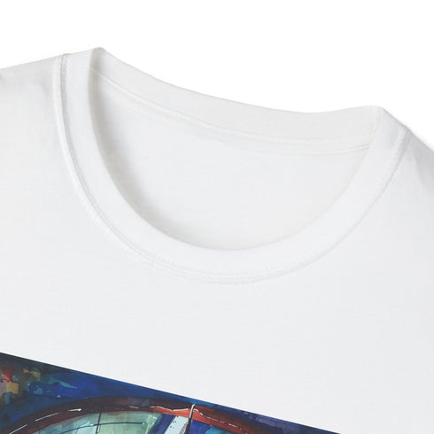 Charcoal watercolor London Tube t-shirt with vibrant underground station design