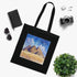 Ancient Wonders Tote Bag with Egyptian pyramid watercolor painting.