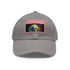 Vibrant neon baseball cap with Einstein watercolor portrait on white patch.
