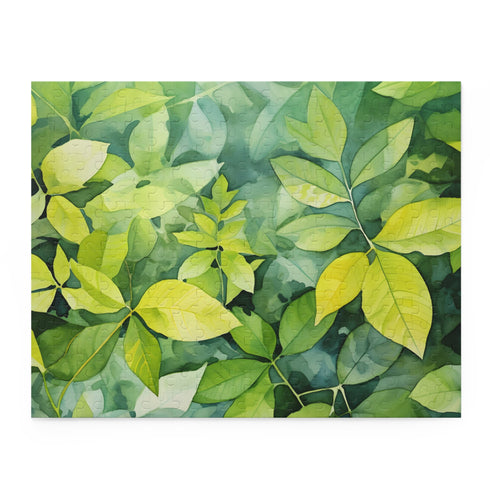 Summer Foliage Texture Puzzle: Relaxing jigsaw with vibrant watercolor scene of lush foliage