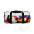 Bright, geometric print duffel bag for travel and workouts.