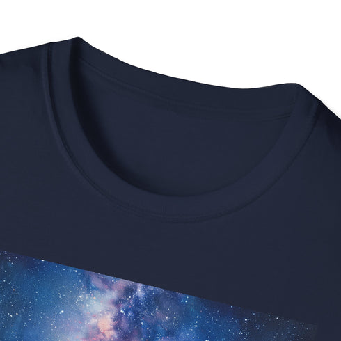 Charcoal cotton crew neck t-shirt with celestial Milky Way painting design