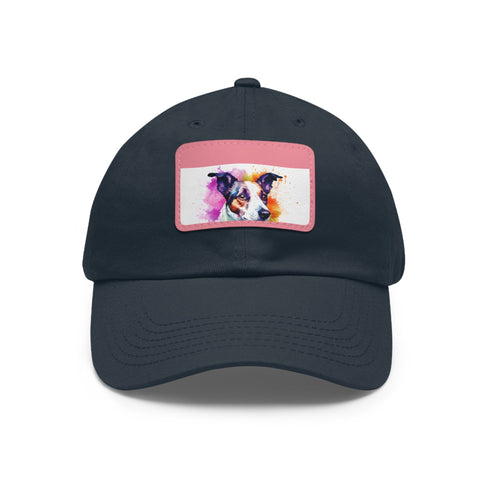 Adorable Jack Russel snapback cap with white/light brown patch.