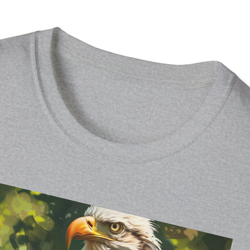 Eagle painting T-shirt in charcoal cotton, crew neck, mens Size S.