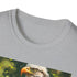 Eagle painting T-shirt in charcoal cotton, crew neck, mens Size S.