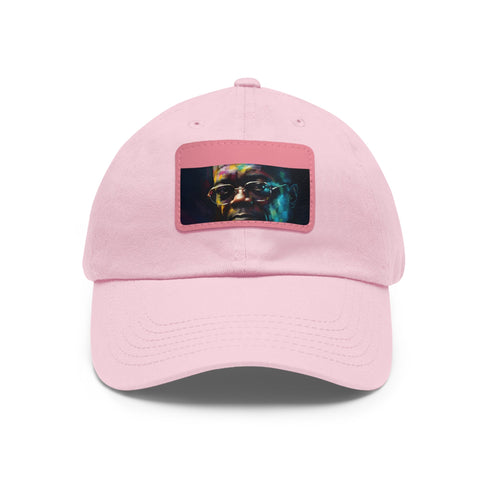 Neon watercolor baseball cap in white with light brown rectangle patch.