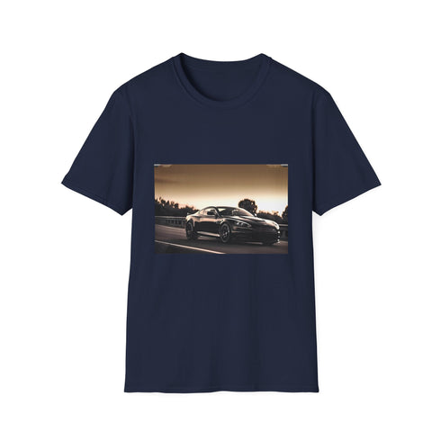 Charcoal cotton crew neck T-shirt with vibrant Aston Martin race graphic