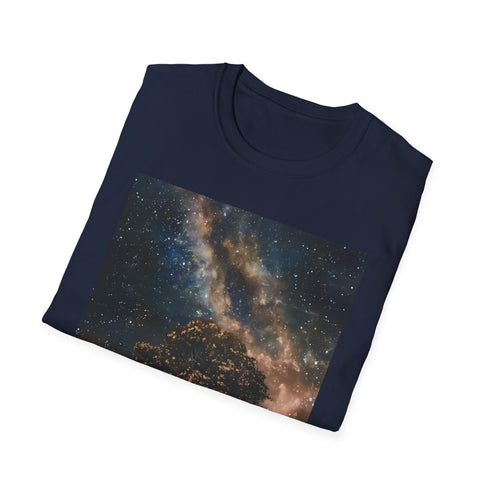 Charcoal cotton t-shirt with vivid Milky Way painting night sky design