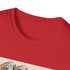 Retro roller skate themed charcoal t-shirt with colorful stripes for men and women.