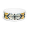 Handcrafted ceramic pet bowl with stylish seamless tile pattern.