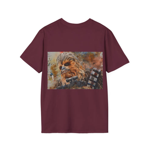 Chewbacca watercolor tee in charcoal, crew neck, regular fit, DTG printed