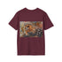 Charcoal crew neck tee featuring vibrant Chewbacca watercolor art