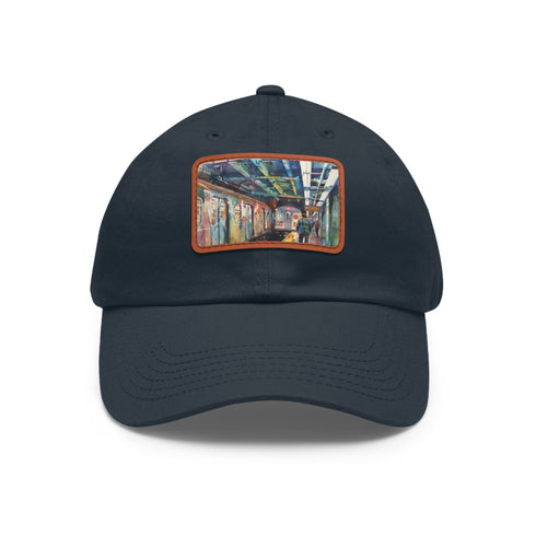 New York Subway Watercolor Snapback - White / Light Brown Rectangle Hat