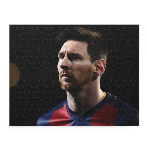 Messi soccer puzzle featuring the legendary player in action on field.