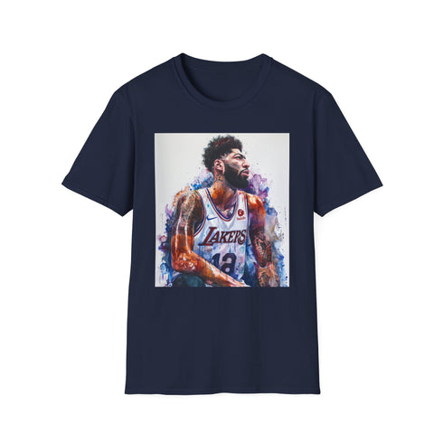 Anthony Davis watercolor charcoal cotton t-shirt with crew neck regular fit