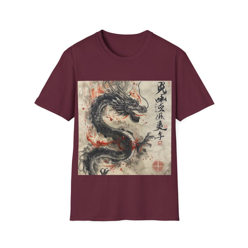 Dragon Fury Japanese TShirt in Charcoal, size S: Cotton crew neck tee.