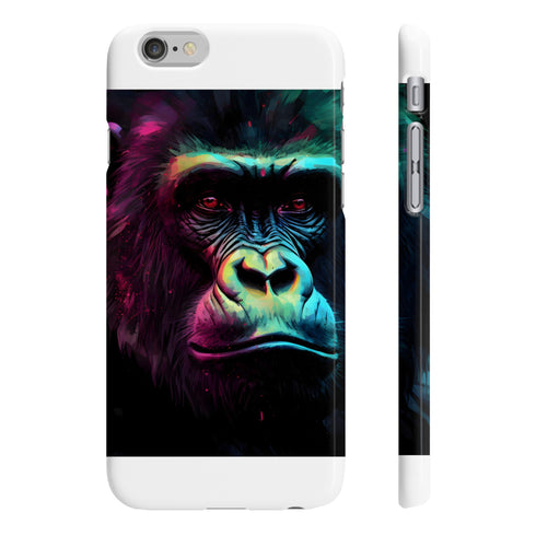 Watercolor Gorilla Phone Case, Neon Jungle, Slim Glossy Design.
