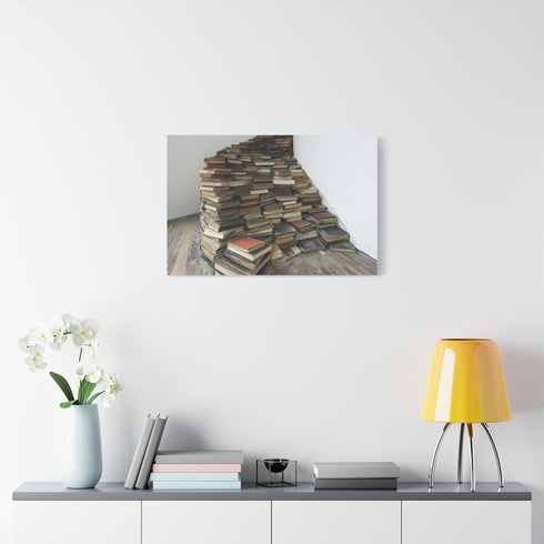 A Staircase Made of Old Books Stretched Canvas Wall Art
