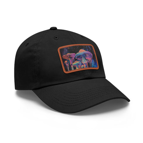 Mushroom Magic Trucker Hat in White with Light Brown Patch