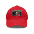 Neon watercolor Steve Jobs-inspired cotton baseball cap with light brown patch.