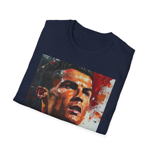 Charcoal cotton watercolor-inspired Ronaldo t-shirt with crew neck for summer