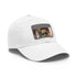 Unisex White Cotton Snapback Cap with Light Brown Rectangle Patch