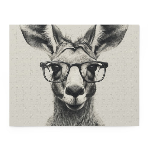 Stylish Kangaroo Hipster Puzzle - Quirky animal design for a fun puzzling experience
