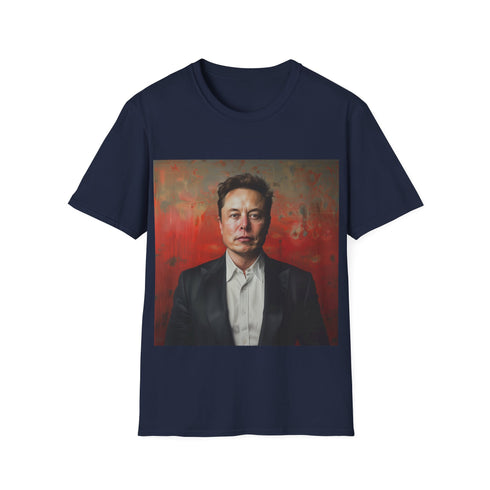Elon Musk innovation icon tee in charcoal, size small.
