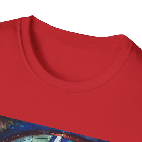 Charcoal crew neck t-shirt featuring vibrant London Tube watercolor design