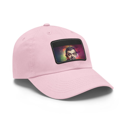 Neon watercolor baseball cap with light brown patch, unisex, vegan material.