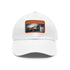 Australian flag white cap with light brown rectangle patch.