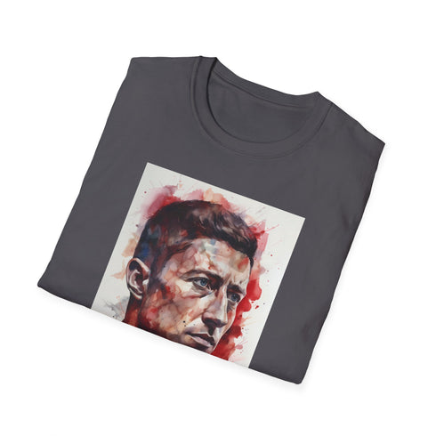 Strikers Edge Lewandowski Tee, Charcoal T-Shirt, Cotton Crew Neck Regular Fit
