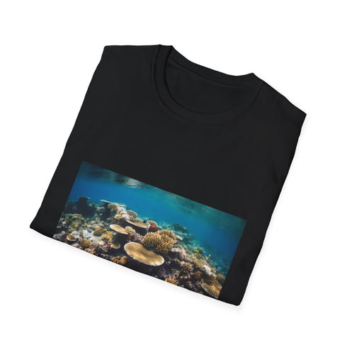 Symphony of Colors Beneath the Waves Charcoal T-Shirt for Men.