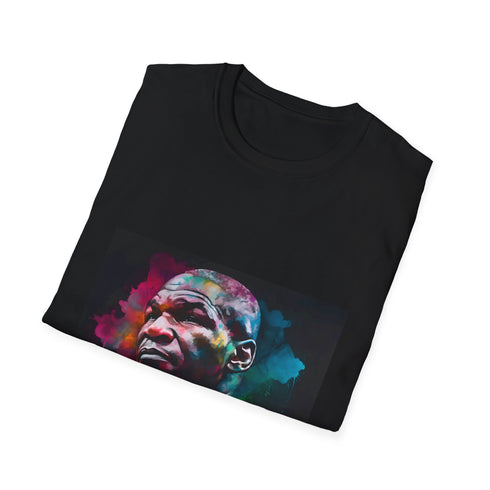 Neon charcoal crew neck T-shirt with Mike Tyson watercolor graphic